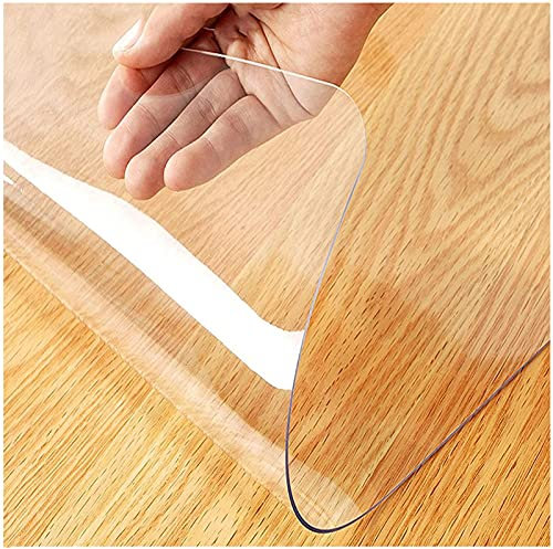 LAUMOE Transparenter Tischdeckenschutz, PVC-Tischdecke, transparent, Tischfolie, transparente Schutztischdecke, abwischbar, Tischschutz, waschbar, Hochglanz, dick, 2 mm, 100 x 120 cm