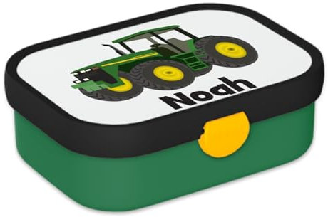 Mepal Personalisierte Brotdose mit Namen - Bento Lunchbox für Kinder - Traktor - Geeignet für bis zu 4 Butterbrote - BPA-frei & Spülmaschinenfest - 750 ml - Traktor Cartoon