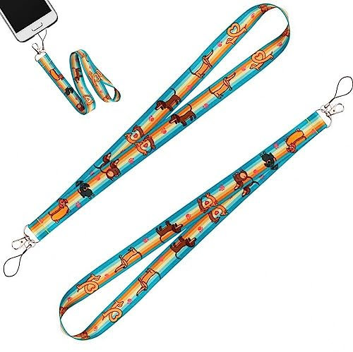 Wudaizhi 2 Stück Dackel Lustige Hundelanyards für Schlüssel Schlüsselband für Karte Ausweis Gym Schlüsselanhänger Lanyard Schlüsselhalter DIY Hängeleine