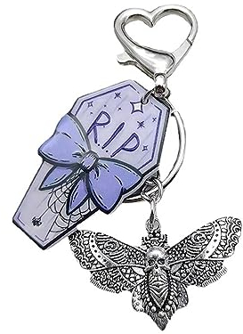 LEFEDA Schlüsselanhänger 2 Stück Totenkopf Schmetterling Sarg Halloween Serie Schlüsselanhänger Taschenanhänger
