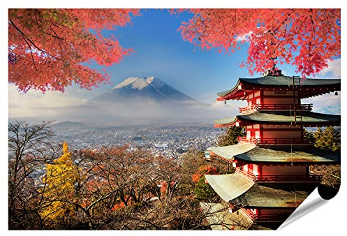 islandburner XXL Bild Poster Mt Fuji Mit Herbstfarben In Japan Premium Bilder Fotodruck