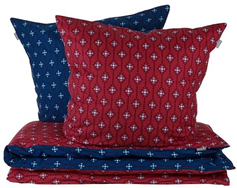 Schiesser Bettwäscheset Nahla - Feinbiber - 2-teilig - 135 x 200 cm - Rost-Dunkelblau