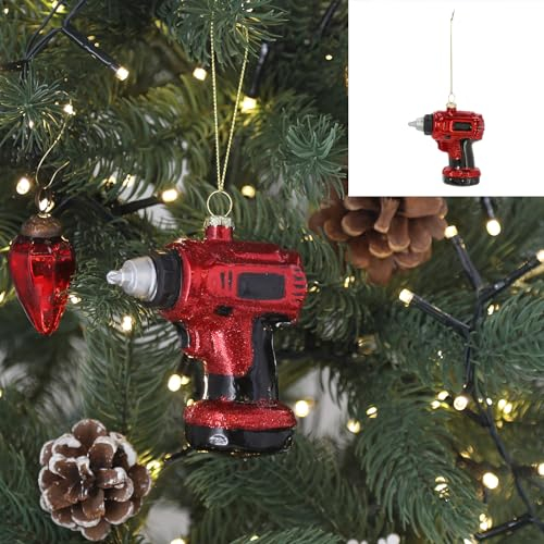 Baumschmuck aus Glas mundgeblasen und handbemalt - Baumhänger Glas - Weihnachtshänger Glas - Christbaumschmuck - Weihnachtsbaumschmuck (Bohrmaschine)
