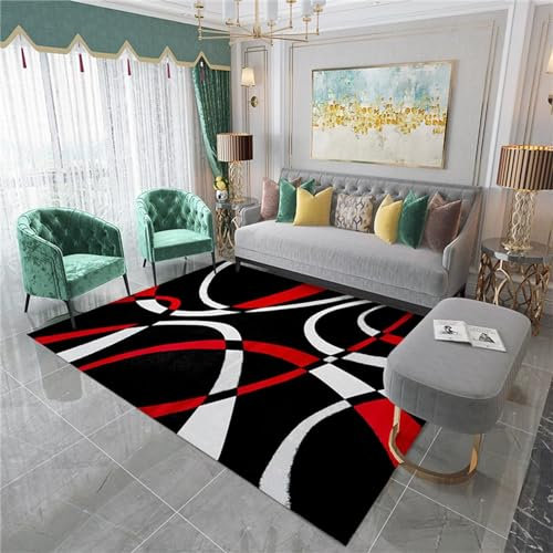 AU-OZNER Teppich Retro Roter Teppich, moderner feuchtigkeitsbeständiger Teppich für Sofa-Schlafzimmerorientalische teppiche,Rot,80x120cm