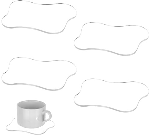 HOBBIESAY 4 Stück Klare Acryl Untersetzer Unregelmäßige Tassenuntersetzer Transparenter Untersetzer Für Schreibtisch Kaffeetassen Untersetzer Kreative Tassenunterlage Ornamente