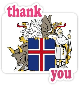 Island-Aufkleber mit Aufschrift Thank You mit Aufschrift Thank You