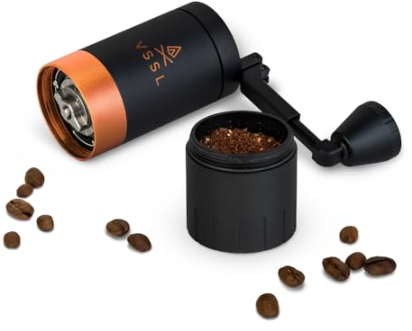 VSSL G25 Java Coffee Manual Coffee Grinder, 30 Gram Capacity, Stainless Steel Conical Burr, Carbon
