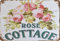 KoneFeco Schild aus Aluminium, Motiv: Rose Cottage, Shabby-Chic-Stil, für Garage und Zuhause, Bar, Club, Bauernhof, Männerhöhle, Dekoration, 20,3 x 30,5 cm