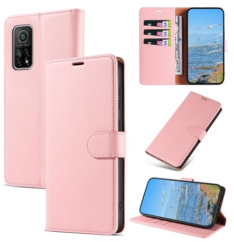 KKEIKO Handyhülle für Xiaomi MI 10T Pro 5G / Xiaomi MI 10T 5G / Redmi K30S Hülle, Magnet Klappbar Handyhülle mit Kartenfach, PU Leder Schutzhülle für Xiaomi MI 10T Pro 5G / Xiaomi MI 10T 5G, Rosa