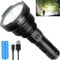 WHTOHY Rechargeable LED Torch Super Bright 50000 Lumens, High Power LED Torch Rechargeable Tactical Police Torch Light 5 Modes Powerful Flashlight Outdoor Searchlight for Camping Emergency
