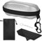 MoKo Semi-Rigid Sonnenbrillen Etui, PU Universal Brillenetui mit Reißverschluss, Karabiner & Mini Schraubendreher Brillenetui für Schule Büro Reisen, Silber
