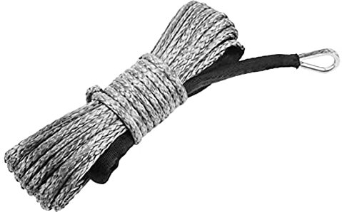 Câble de Treuil Synthétique avec Gaine, 6 mm x 15 m Cordes Remorquage Synthétique à 12 Brins 7700lbs pour Voiture Camion ATV UTV