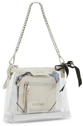 Steve Madden Dominic Clear Pouch with Card Case Gift Set, silber, Einheitsgröße