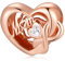 Symretie Mom Herz Charms Anhänger für Europäische Armbänder und Halskette,Roségold Love Bead Charms Durchbrochene Herzperlen Schmuck Geschenke Muttertag für Mama