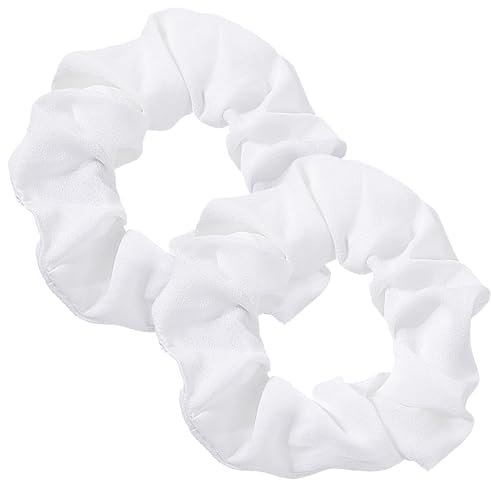 2 Stück Neon Haargummi Scrunchie Pop Weiß Scratch Einfarbiges Kratzgummiband Kratzkrawatten Haarschmuck Scrunchies Seide für Damen Satin Haargummis Mädchen Glitzer