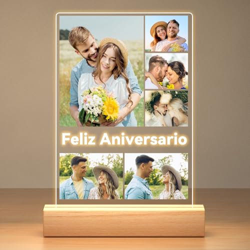 Jkolalin Fotos Personalizadas Regalo Aniversario Pareja, Cuadro Personalizado con Foto, Placa Acrílica Personalizada, Lampara Personalizada con Foto, Regalos Originales para Mujer y Hombre