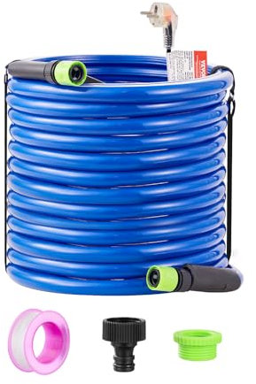 VEVOR Tubo Acqua Riscaldata 7,6 m per Camper, Tubo Acqua Potabile Riscaldato Antigelo fino a -42,7°C, Autoregolante Automatica, ID 158 mm con Set Raccordi Collegamento Rapido, Senza Piombo e BPA