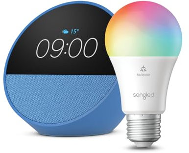 Echo Spot | Ocean Blue + Sengled LED Smart Light Bulb (E27), Works with Alexa - Smart Home Starter Kit