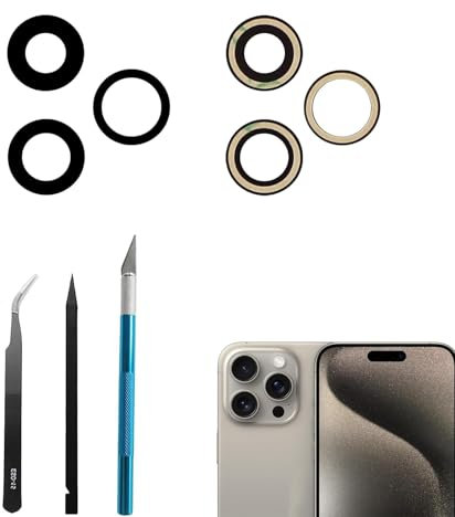 LiXiongBao 3 Pcs Sapphire 15 Pro Max Rear Camera Lens Replacement for iPhone 15 Pro Max Back Camera Lens Glass Replacement with Professional Repair Tool Kit