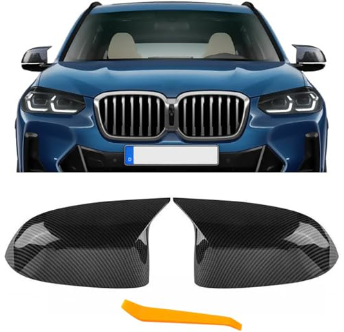 TTCR-II 2 PCS Kompatibel mit Rückspiegel Abdeckung BMW X3 G01 G08 X4 G02 X5 G05 X6 G06 X7 G07 2019-2024 Spiegelkappen X3 X4 X5 X6 X7 Seitenspiegelgehäuse Links und Recht (Kohlefasermuster)