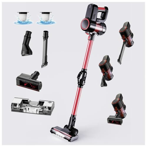 Balai Vapeur sans Fil 5 en 1 Compact - Puissant 16000Pa, Aspirateur Nettoyeur Vapeur pour Sol Dur Tapis Poils d'animaux Voiture