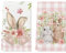 Artoid Mode Rosa Büffelkaro Blumen Kaninchen Ostern Küchentücher Geschirrtücher, 42x65 cm Bunny Frühling Dekoration Polyester Handtücher 2er Set
