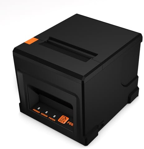 ZASCHMOY 80-mm-USB-BT-Belegdrucker, POS-Drucker, mit Automatischer Schneidevorrichtung, Belegdrucker, Restaurantküchendrucker, Kompatibel mit Support ESC POS (EU-1)
