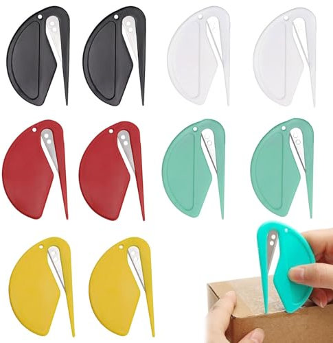 Lot de 10 coupe-papier, coupe-papiers, ouvre-colis, coupe-papiers, 5 couleurs, coupe-papier, lame cachée, coupe-papier avec lame en métal pour courrier, colis et couper du papier