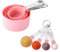 Measuring Cups and Spoons Set, 8-Piece Measuring Cups for Baking with Stainless Steel Handle, 4 Teaspoon and 4 Tablespoon Nesting Measure Cups for Dry and Liquid Ingredients(Pink)