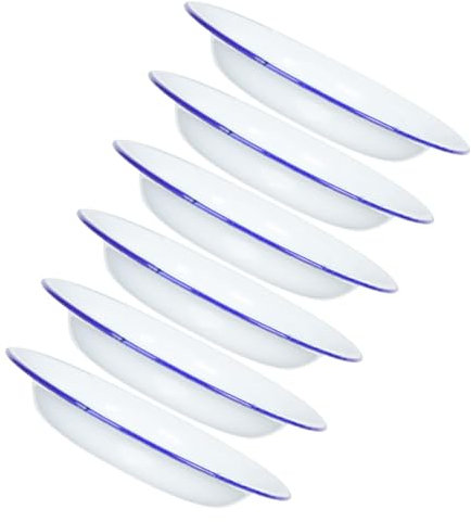 UTHCLO 6piezas Platos De Enamel Vintage Platos Redondos Con Bisel Para Frutas Snacks y Sopas Para Camping y Picnic Versátiles y Apilables