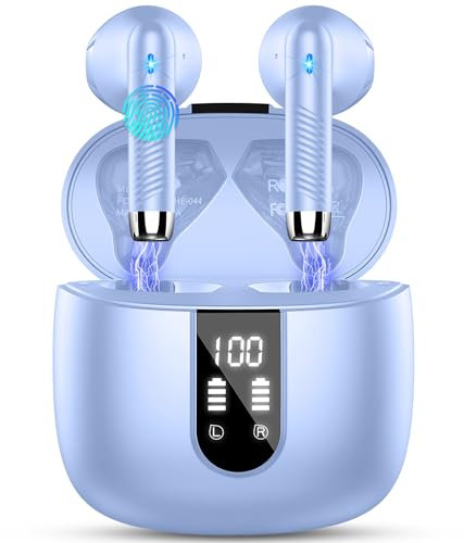 Cuffie Bluetooth 5.4, 2025 Auricolari Bluetooth 56H Stereo Cuffie Wireless In Ear con 4 ENC Mic, Cuffie Senza Fili Cancellazione Rumore Cuffiette Sport IP7 Impermeabili Earbuds LED Display