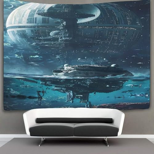 EVMILA 3D Krieg der Sterne Wandteppich Heimdekoration Bettwäsche Poster Wandkunst Todesstern Tapisserie Wandbehang Polyester Für Wohnzimmer Schlafzimmer Schlafsaal Deko 70cmx100cm