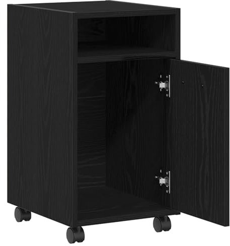 vidaXL Sideboard mit Rollen aus schwarzem Eichenholz 33x38x60 cm aus Holzwerkstoff