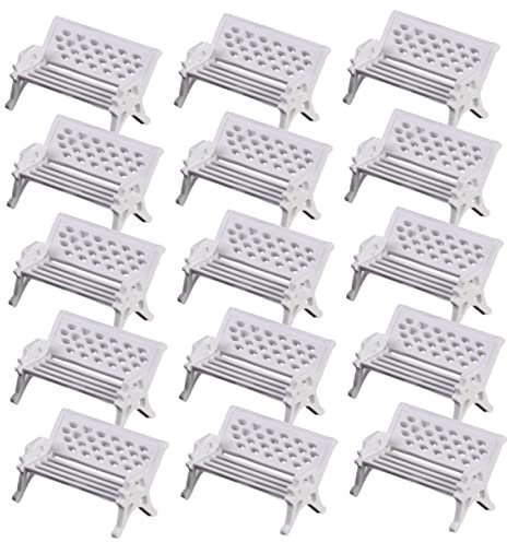 DECHOUS 16stücke Miniatur Parkbank Modell Für Mikrolandschaft Stilvolle Gartenbank Deko Für Puppenhaus Und Mini-Garten Für Innen Außendekoration