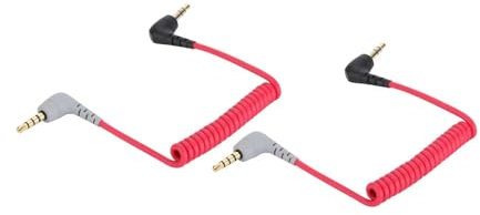 Alphatec Lot de 2 câbles SC7 de rechange enroulés 3,5 mm TRRS vers TRS - Microphone/audio/Lavalier vers smartphone - Pour Rode VideoMicro VideoMic Go Boya - 50 cm