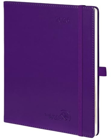 POPRUN Terminplaner 2026 A5+ auf Deutsch - Wochenplaner mit 30-Minuten-Taktung & Monatsregister. Kalender 2026 Buchkalender mit PU-Leder Softcover - Lila