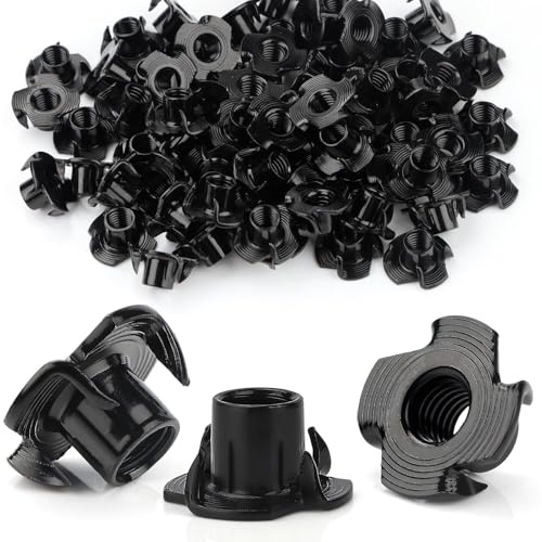 Mbsomnus Einschlagmuttern M10x13mm, 30 Stück Einschlagmutter Schwarz | Einschraubmutter M10 Kohlenstoffstahl, Gewindeeinsatz Holz mit 4 Krallen, Vierkrallenmuttern für Holz Möbel Kletterwände DIY