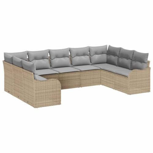 vidaXL Gartensofa-Set Beige Poly-Rattan, Garten und Terrasse, modularer Stil, langlebiges Rattan Sofa, Outdoor Möbel Set für Entspannung auf der Terrasse