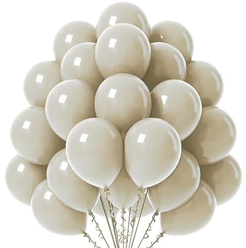Gleemix Luftballons Beige, 20 Stück Beige Ballons, 10 Zoll Matt Sand Weiß Helium Ballon, Luftballons für Geburtstag, Babyparties, Hochzeit, Valentinstag, Graduierung, Kommunion Party