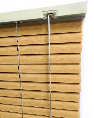 Aluminium Jalousie für Fenster Retro Holzmaserung,Horizontal Jalousien 25mm Lamelle Maßanfertigung Alu Lamellen Venezianische Jalousette Rollo Plissee (Light Yellow,W100cm×H190cm)