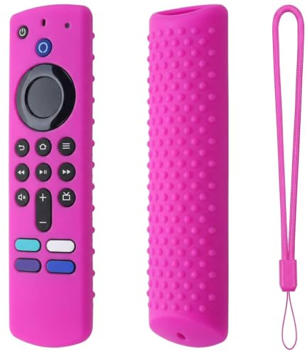 Silikon-Fernbedienungshülle mit Umhängeband der TV 3. Generation (Lila) | Fernbedienungs-Silikonhülle für TV Stick, Rutschfeste Silikon-Schutzhülle, Hautfreundlich, StoßFest Langlebig