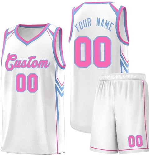 Maillot de Basket Personnalisé & Shorts, Tenue de Team Personnalisable pour Basket, Idéal pour Représentation sur Terrain Rose