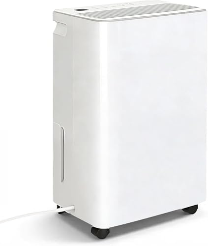 10L/Day Dehumidifier for Home, Quiet Dehumidifiers for Home with Smart Humidity Sensor, LED Display, 24H Timer, Laundry Drying Mode, Continuous Drainage & Wheels for Bedroom, Basement and Damp Rooms