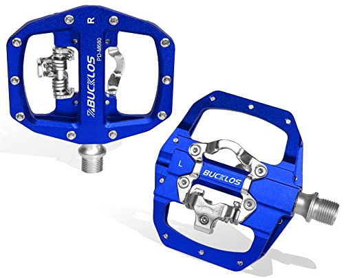 AEYINO Dual-Side MTB Klickpedale Aluminium - mit Flachseite | Kombipedale mit Flachseite & Klick-System, gedichtete Patronenlager, langlebiges Alu, kompatibel mit Standard-Cleats für MTB