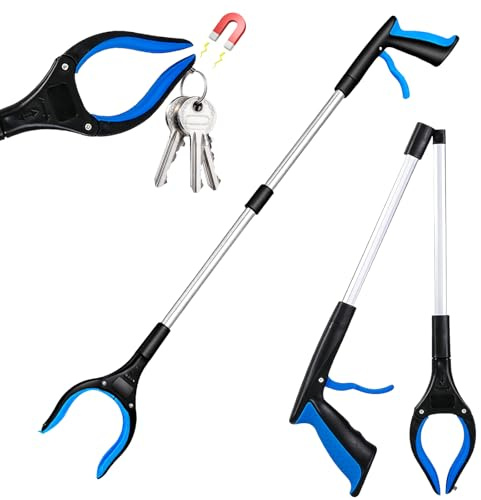 33‘’/83cm Litter Pickers, Extra Long Foldable Grabber Stick with 360° Rotating Magnetic Anti-Slip Claw for Adults, Disabled and Elderly