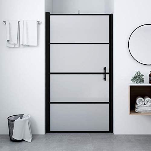 Porte de douche pliante en verre trempé mat 100 x 178 cm - Noir - Portes de douche pour zones ouvertes