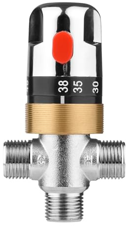 RASTKY Thermostatventil-Mischdusche für Solarheizsystem, Umlenkventil für Heißes und Kaltes Wasser in der Badewanne und Küche, Hochwertiges Kupfermaterial