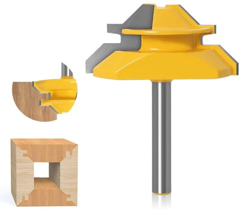 45 Degree Jointer Router Bit 1/4 Shank 1-3/8 Width Woodworking Miter Cutter