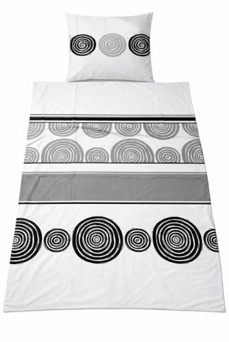 KH-Haushaltshandel 2-TLG. Biber Winter Bettwäsche, 155x220 +80x80 cm, schwarz, Weiss, 100% Baumwolle, Übergröße