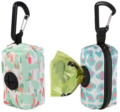 BDEPSTR 2 Pezzi Dispenser Sacchetti Cane Porta Sacchetti Rifiuti Animali per Guinzaglio Distributore Sacchetti Igienici Portatile per Addestramento e Passeggiate Quotidiane Blu e Verde